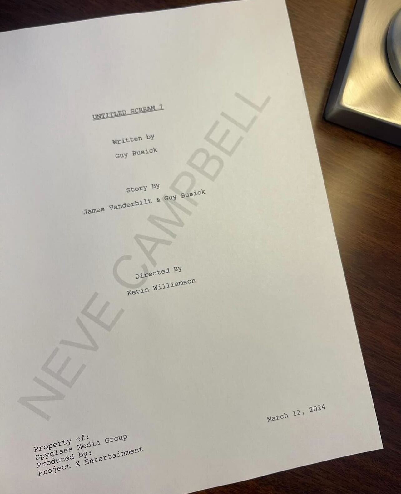 Image of Neve Campbell's script for 