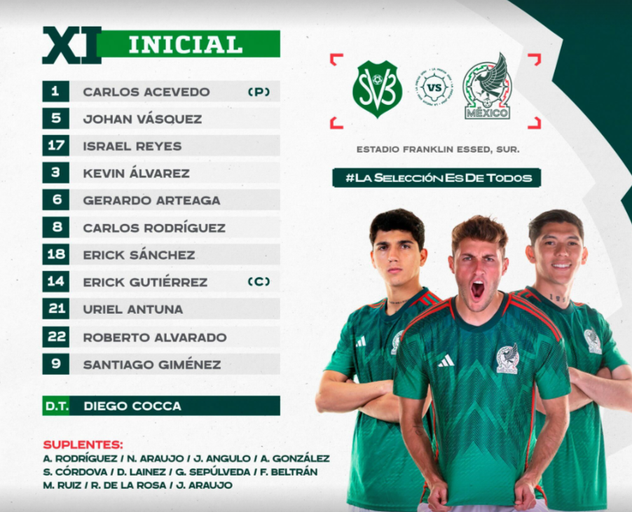 The first lineup in the Diego Cocca era with Mexico
