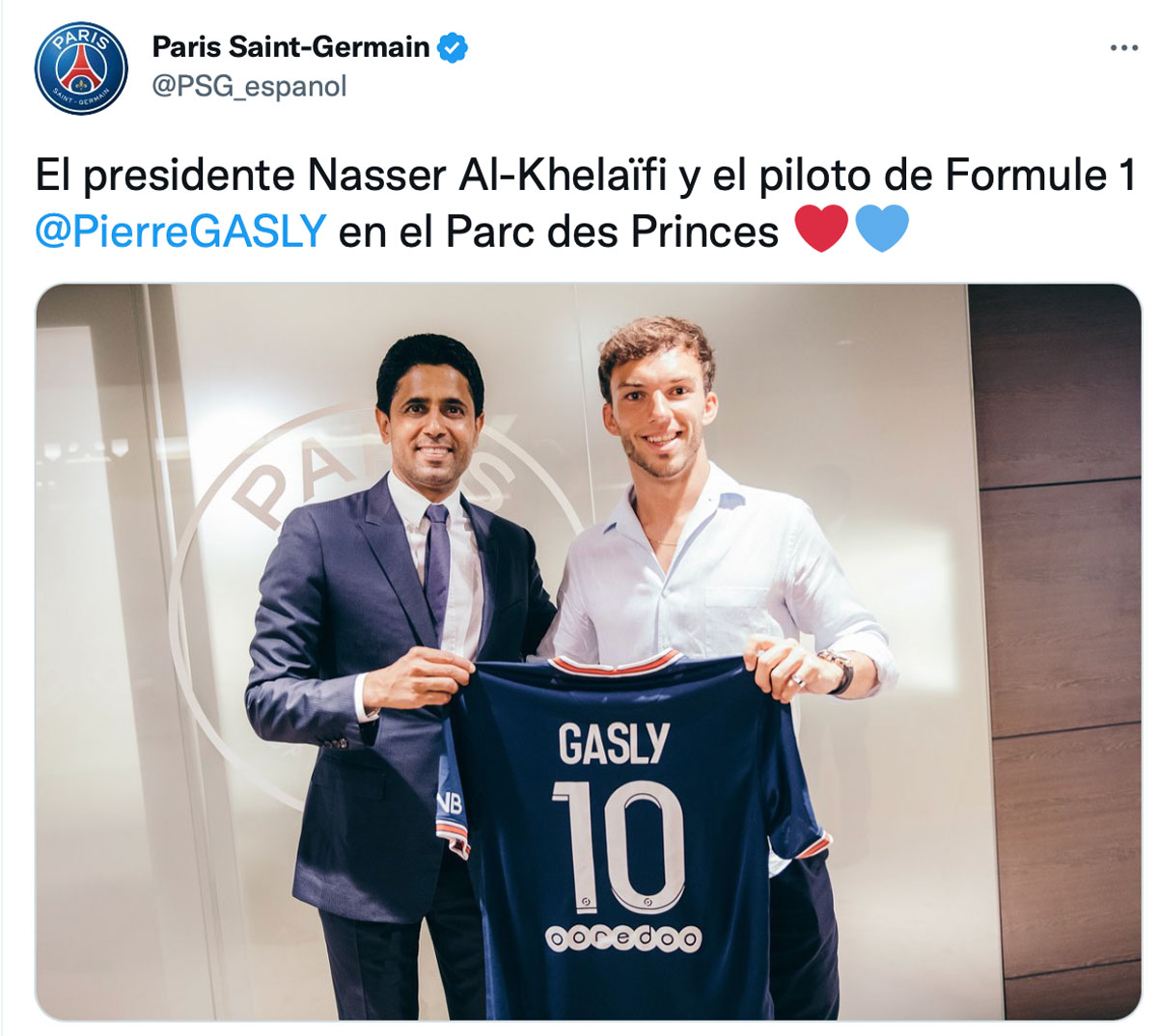 Pierre Gasly Formula 1 driver and PSG fan