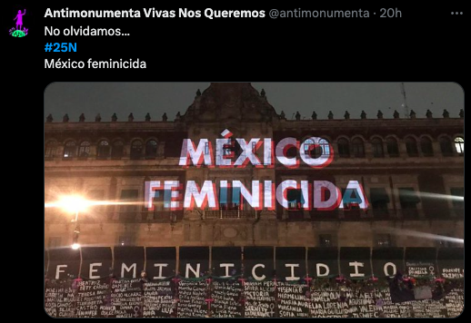 Photos and videos of the 25N march against violence against women in CDMX