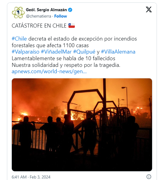 Photos and videos: The fires in Chile for which a curfew was declared in Valparaíso