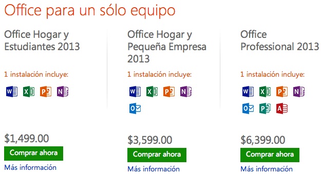 Office 2013 precios
