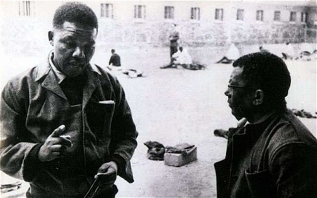 Nelson Mandela at Robben Island prison in 1966