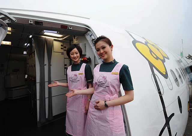 Flight attendants welcome you on board
