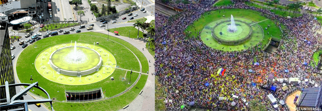 plaza venezuela antes y depues