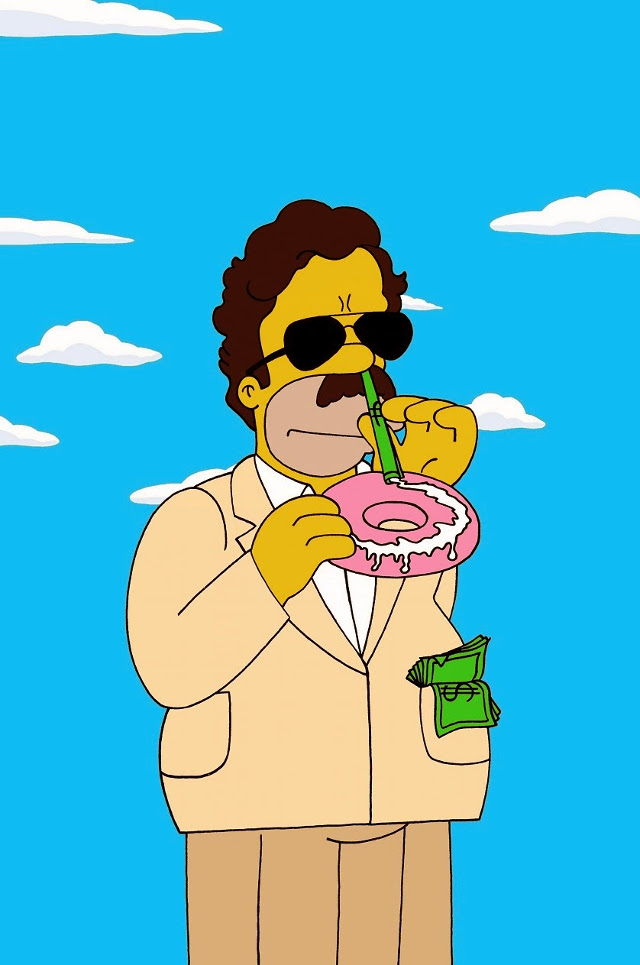 Pablo Escobar Narcos Colombia Legalize Drugs Drug Campaign Art Satire The Simpsons Painting Sketch Cartoon Illustration Portrait Humor Chic by aleXsandro Palombo 1