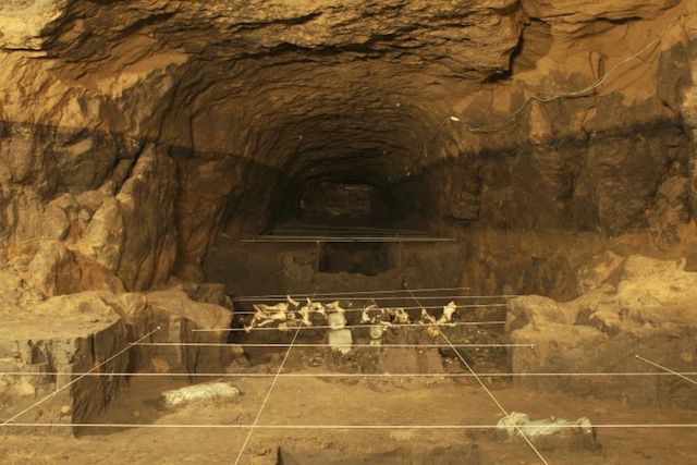 Handout photo of a tunnel thay may lead to a royal tombs discovered at the ancient city of Teotihuacan