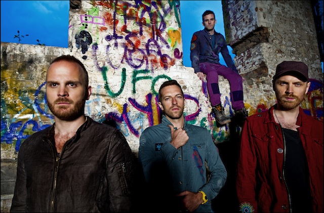 Coldplay photographed at Millennium Mills in East London's docklands.