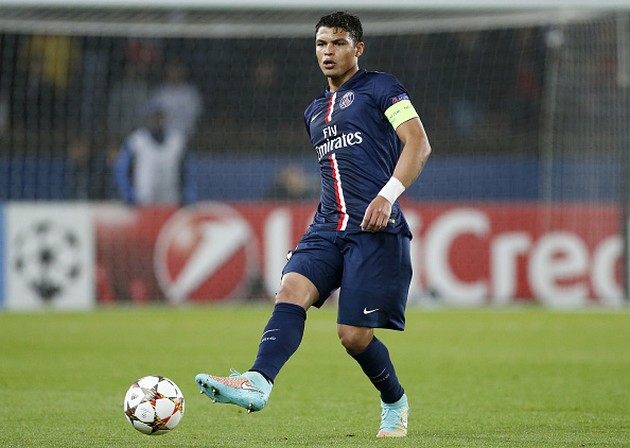 PARIS, FRANCE - NOVEMBER 05: Thiago Silva of PSG in action during the UEFA Champions League Group F match between Paris Saint-Germain FC and APOEL Nicosie at Parc des Princes on November 5, 2014 in Paris, France. (Photo by Jean Catuffe/Getty Images)