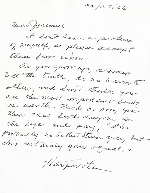 Harper Lee letter to a fan