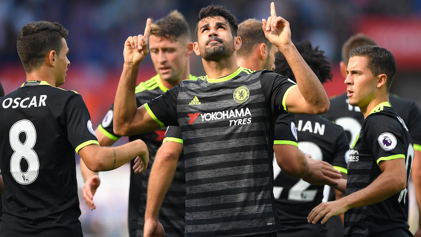 Diego Costa celebra su primer gol del partido 