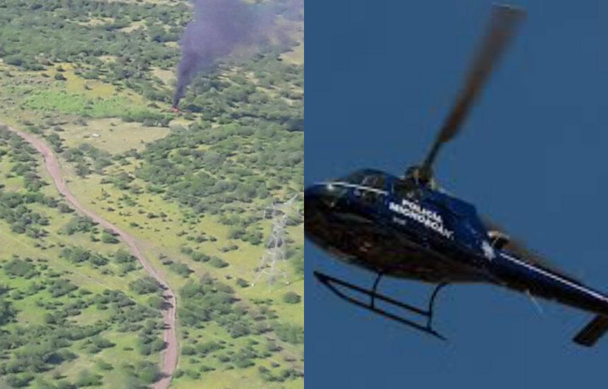 Presuntos miembros del crimen organizado derribaron un helicóptero de la Policía Estatal de Michoacán