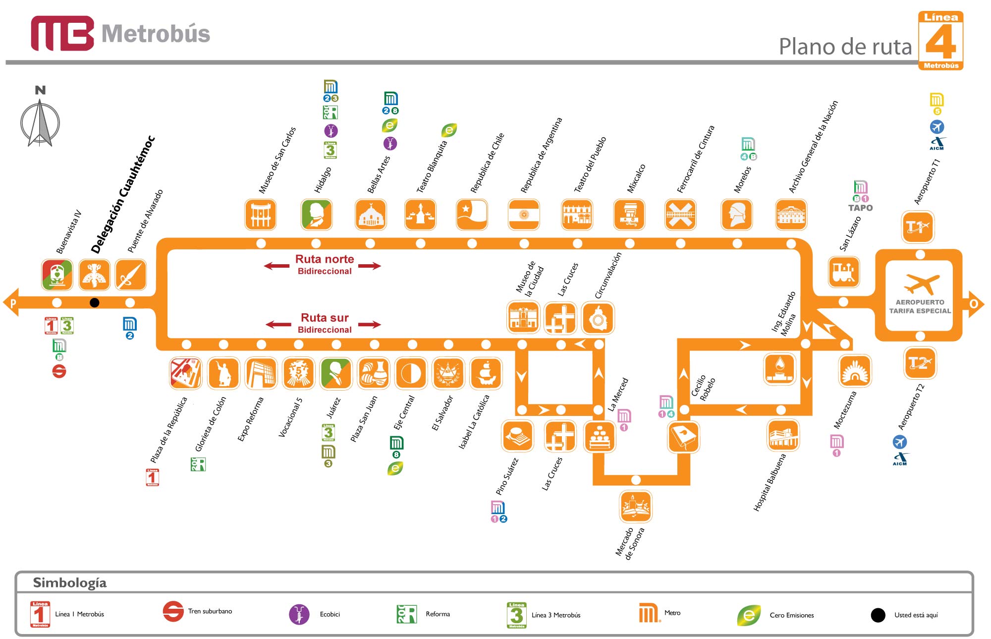 mapa linea cuatro metrobus