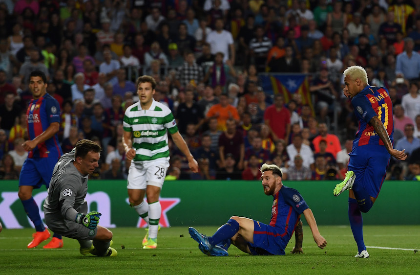 Messi logró tres goles en el partido 