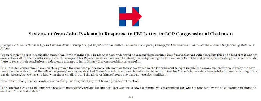 El FBI reabrió la investigación contra Hillary Clinton por el caso de los correos electrónicos