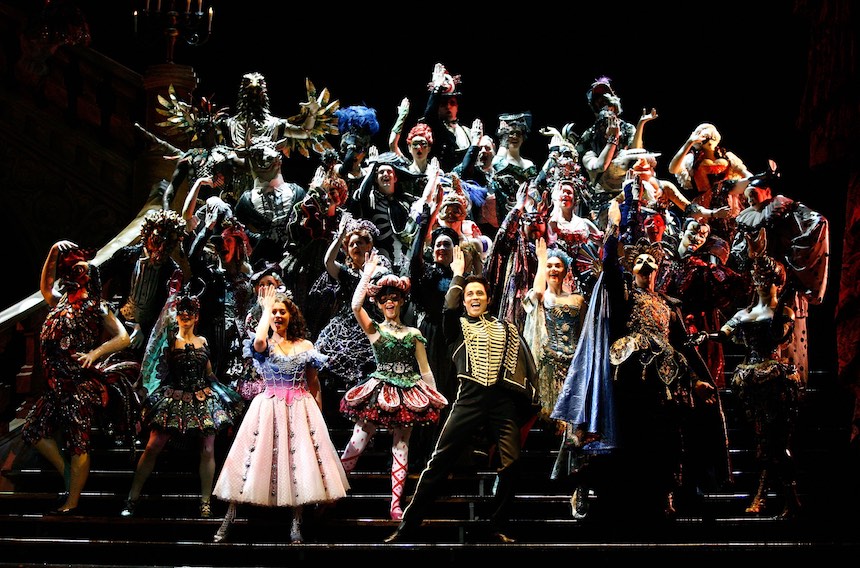 MELBOURNE, AUSTRALIA - JULY 26: The cast of The Phantom of the Opera perform on stage at the photo call for the new production of Broadway's longest running musical "The Phantom of the Opera" at the Princess Theatre on July 25, 2007 in Melbourne, Australia. The musical has won over 50 major theatre awards including seven Tony Awards, and has played to over 80 million people in 25 countries and 124 cities around the world. (Photo by Simon Fergusson/Getty Images)