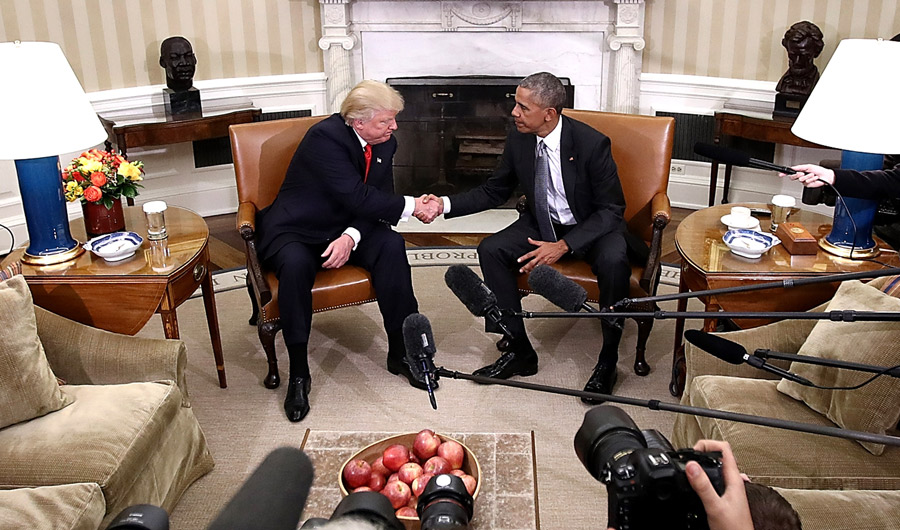 Obama y Trump en la Casa Blanca