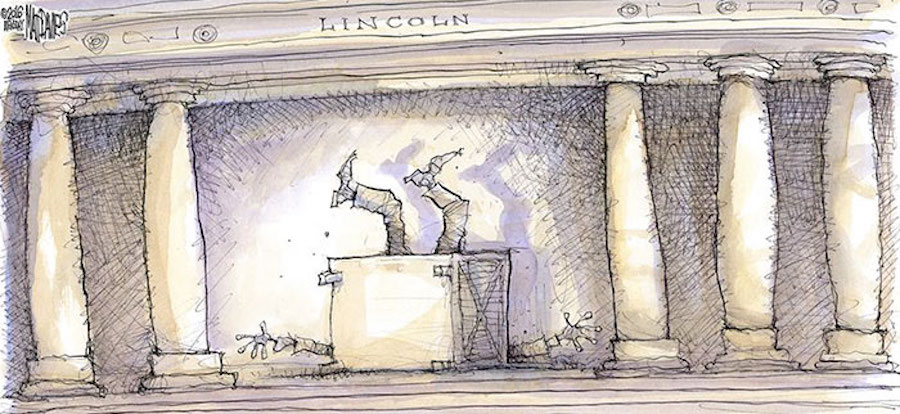 Caricatura - Estatua de Lincoln