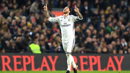 Sergio Ramos festeja gol contra el Barcelona