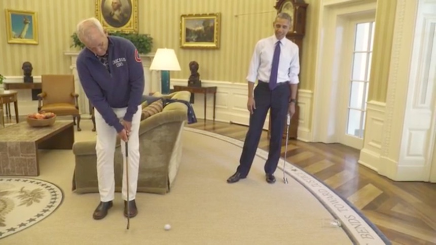 Bill Murray y Barack Obama juegan golf