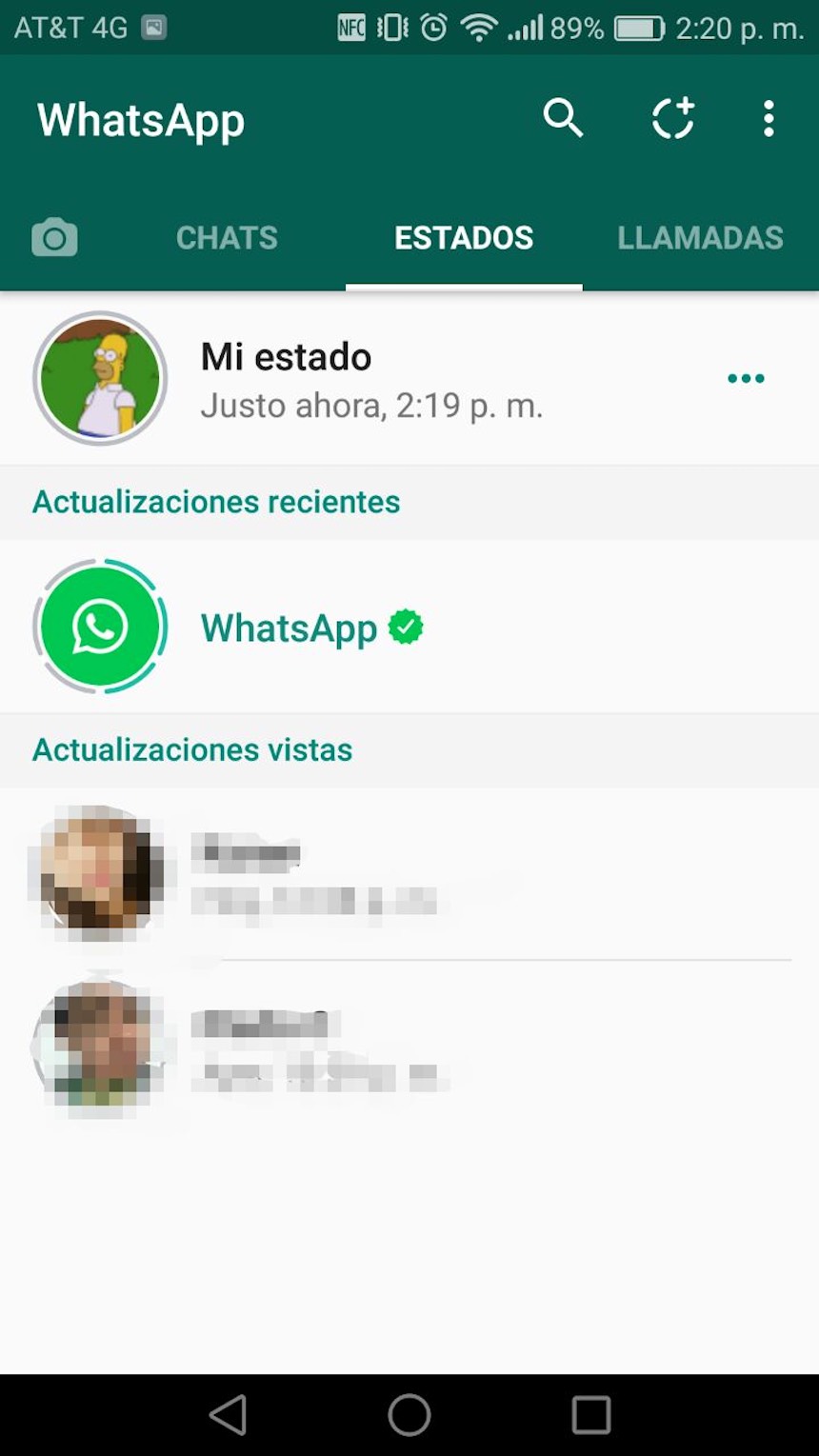 Estados de WhatsApp - Configuración