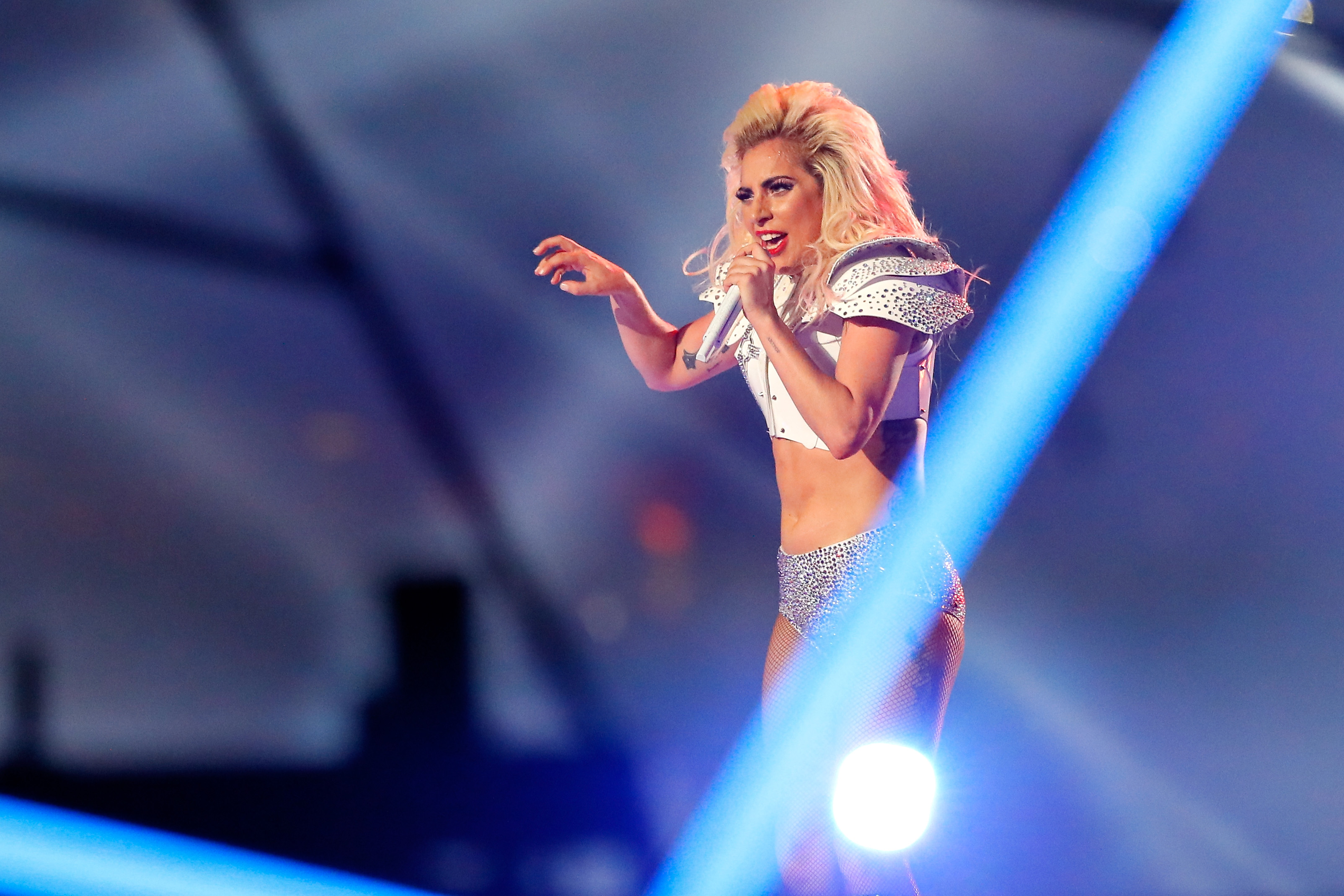 HOUSTON, TX - FEBRUARY 05: Lady Gaga performs during the Pepsi Zero Sugar Super Bowl 51 Halftime Show at NRG Stadium on February 5, 2017 in Houston, Texas. (Photo by Kevin C. Cox/Getty Images)