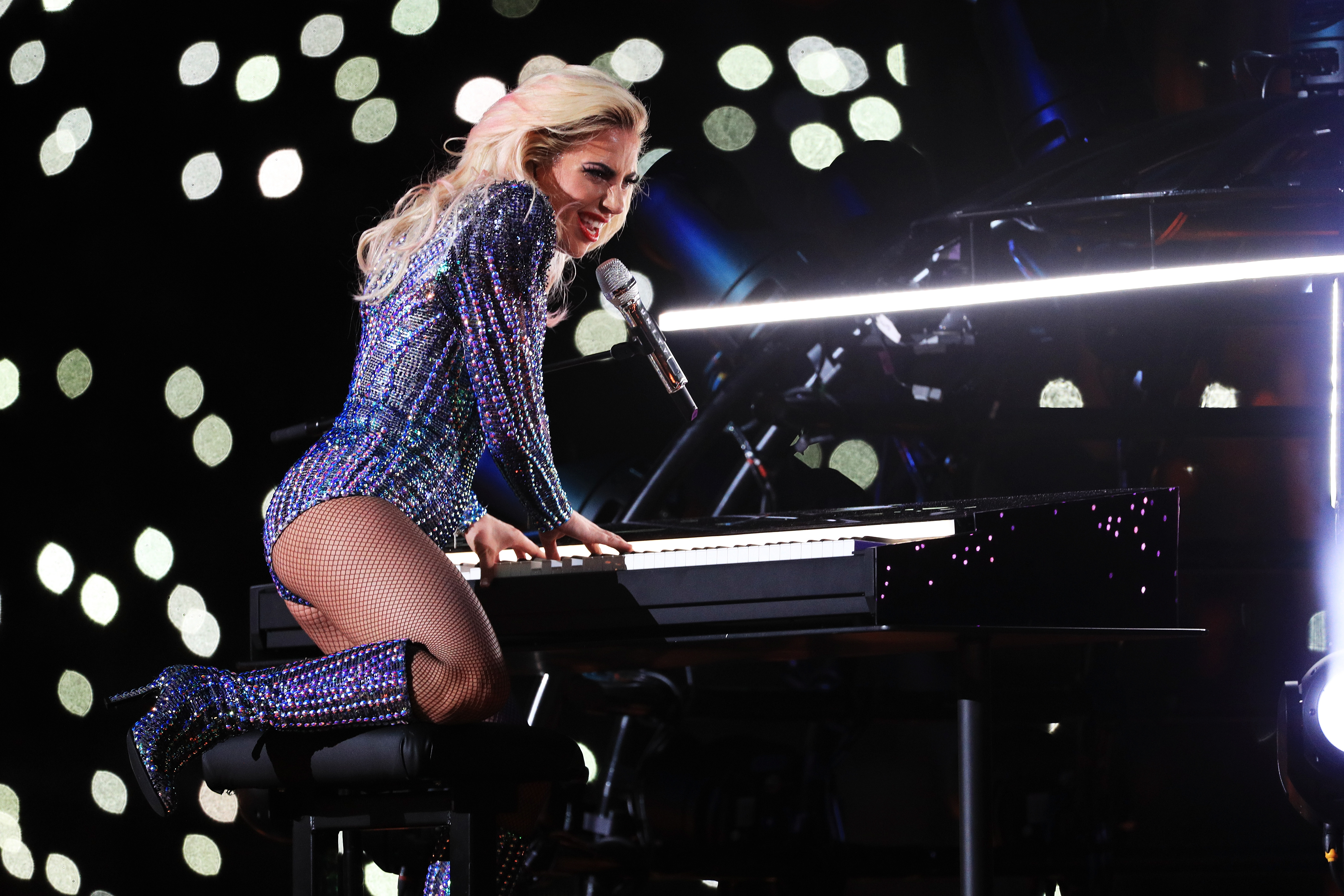 HOUSTON, TX - FEBRUARY 05: Lady Gaga performs during the Pepsi Zero Sugar Super Bowl 51 Halftime Show at NRG Stadium on February 5, 2017 in Houston, Texas. (Photo by Mike Ehrmann/Getty Images)