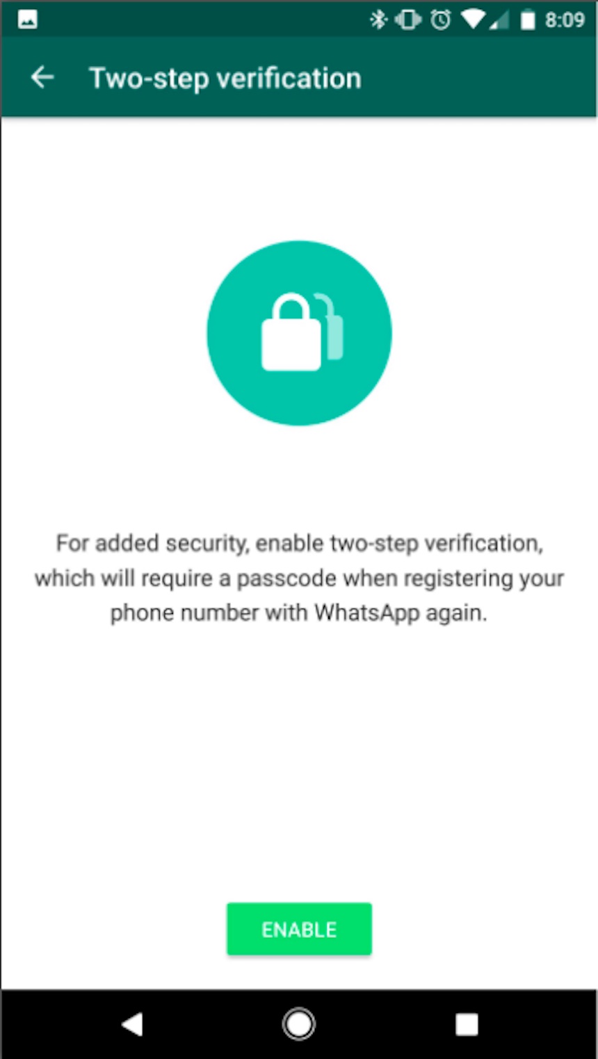 Verificación de dos pasos en WhatsApp