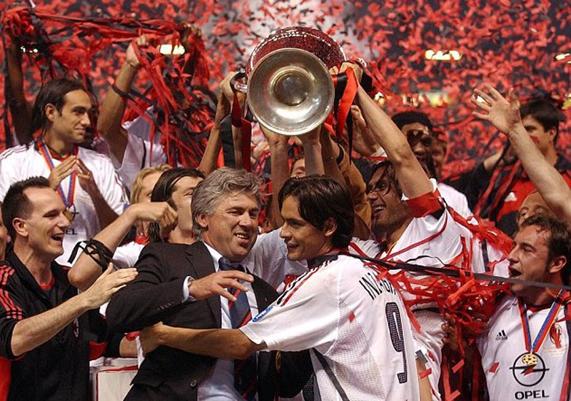 Carlo Ancelotti Campeon con el Milan