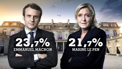 Marine Le Pen y Emmanuel Macron