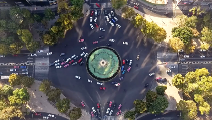 Vista aérea de glorieta en Reforma