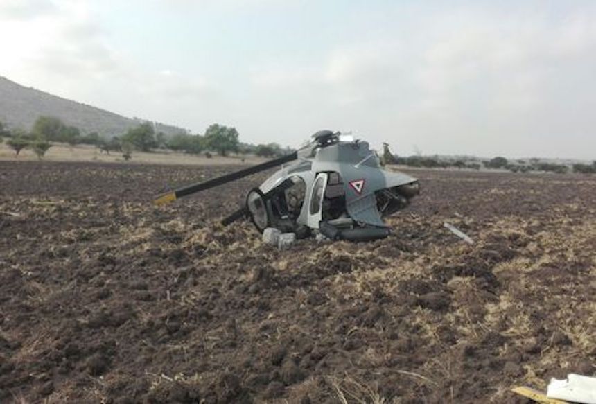 Se desploma helicóptero en Huehuetoca, Estado de México