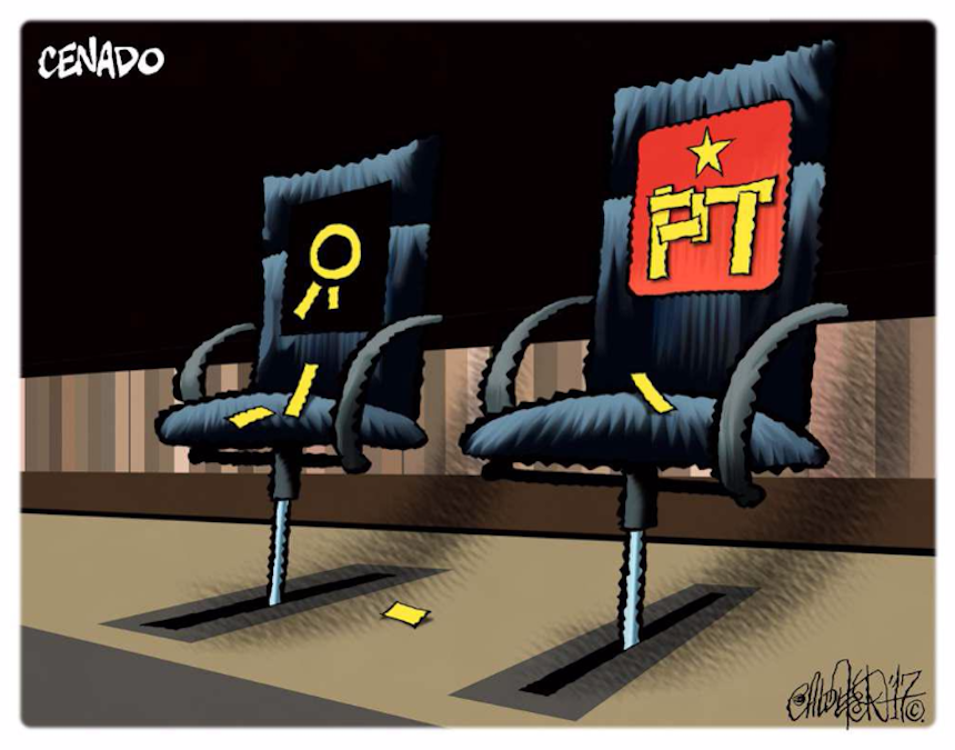 Caricatura de Paco Calderón sobre la desbandada del PRD y el crecimiento de la bancada del Partido del Trabajo en el Senado