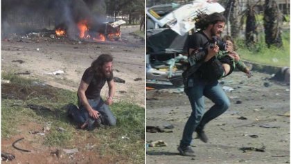 Fotógrafo de Siria dejó su cámara y auxilió a niños