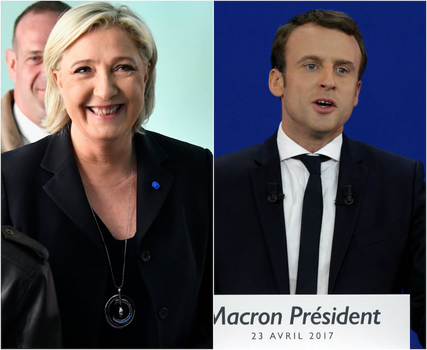 Marine Le Pen y Emmanuel Macron, candidatos a la presidencia de Francia