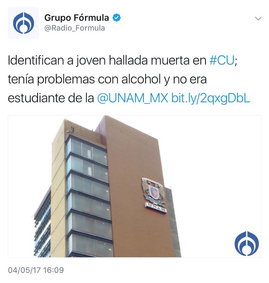 Radiofórmula revictimiza a joven muerta en la UNAM