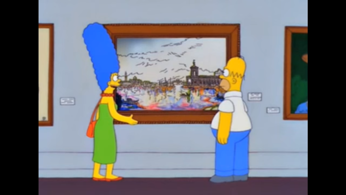 Marge y Homero en el museo