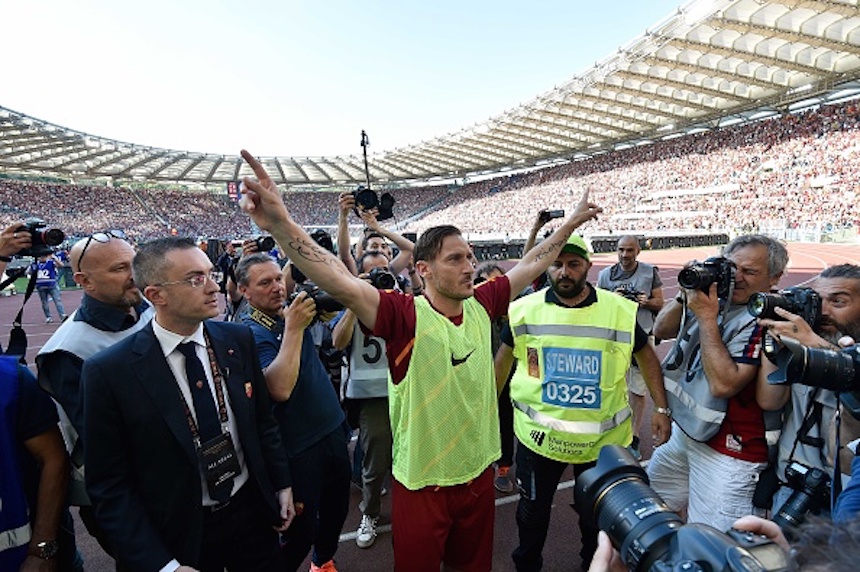 Totti en su despedida con la Roma