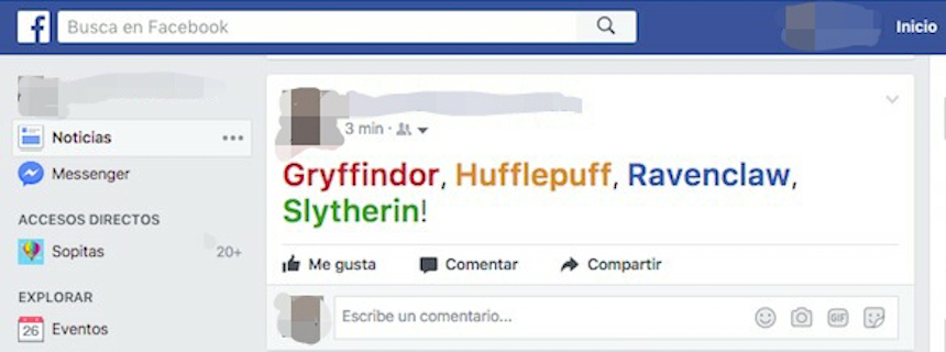 Harry Potter en Facebook