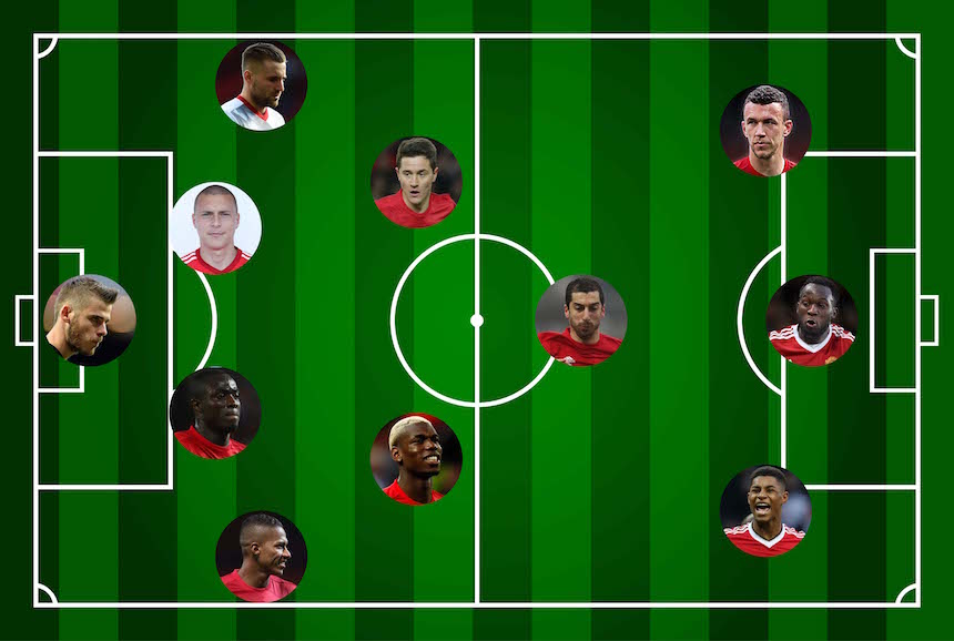 Once inicial del Manchester United