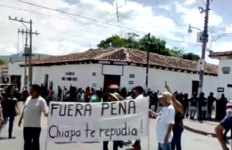 manifestación contra EPN en Chiapa de Corzo