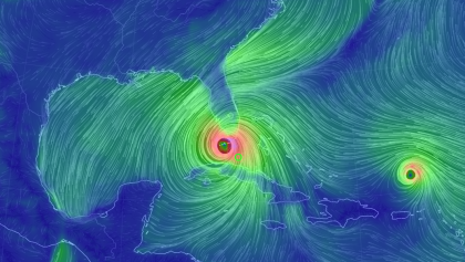 mapa de vientos del huracán Irma