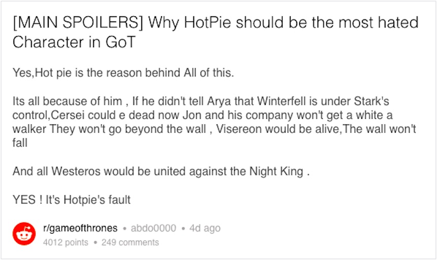 Reddit - Game of Thrones