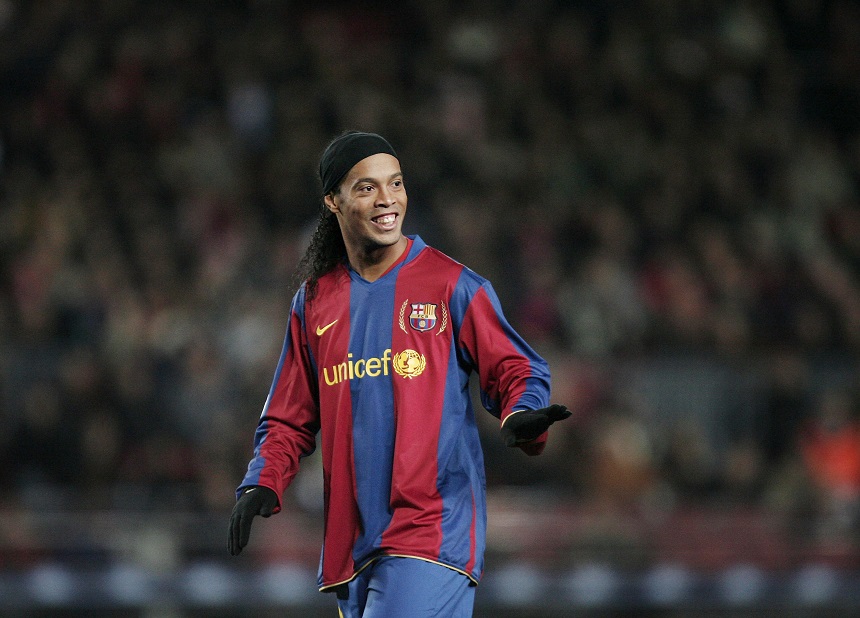 Ronaldinho en su última etapa con el Barcelona
