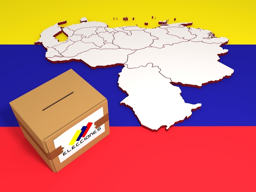 urna y mapa de Venezuela