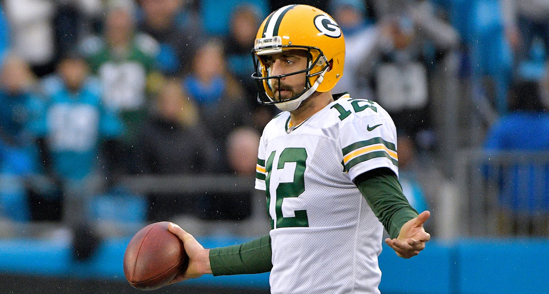 Aaron Rodgers en un partido con los Packers