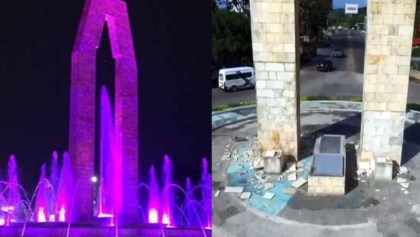 Antes y después de la fuente Atzacua en Tapachula, Chis.