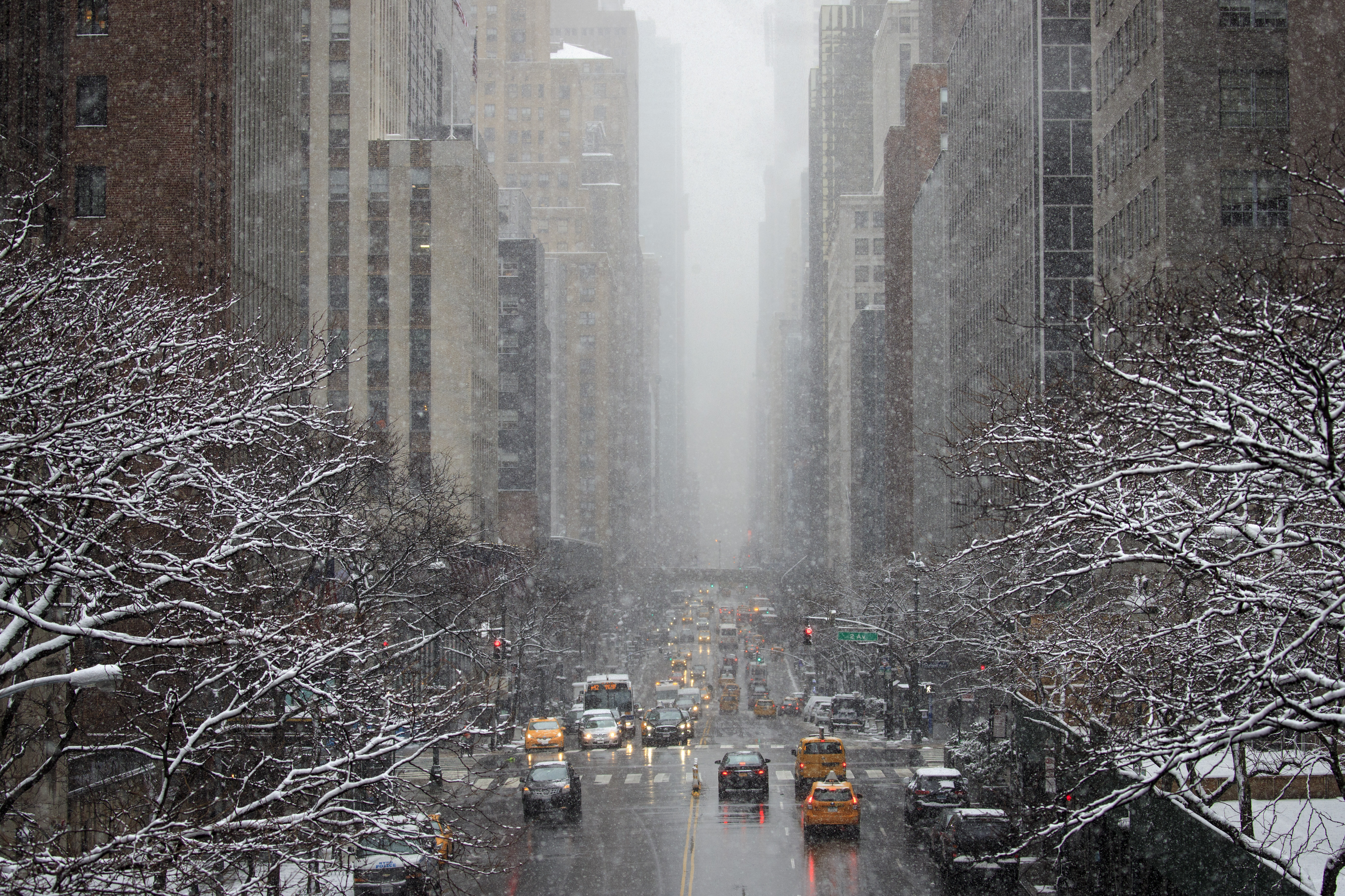 tormenta en Nueva York, lluvia y nieve