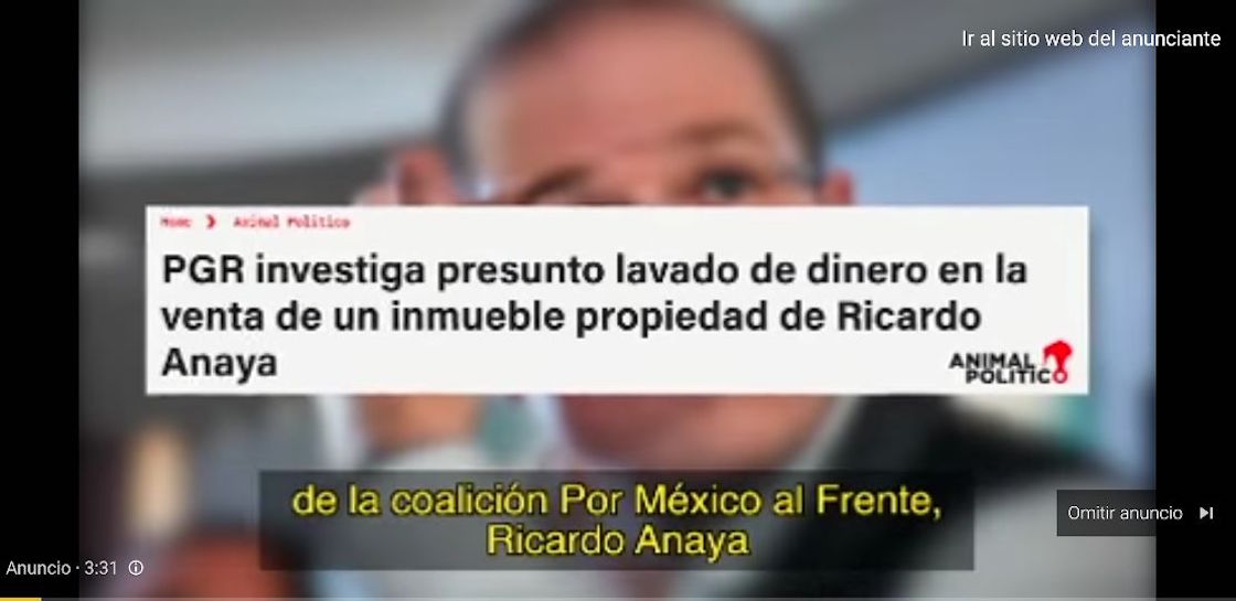 Usuarios de redes sociales denuncian aparición de anuncios en contra de Ricardo Anaya en Youtube