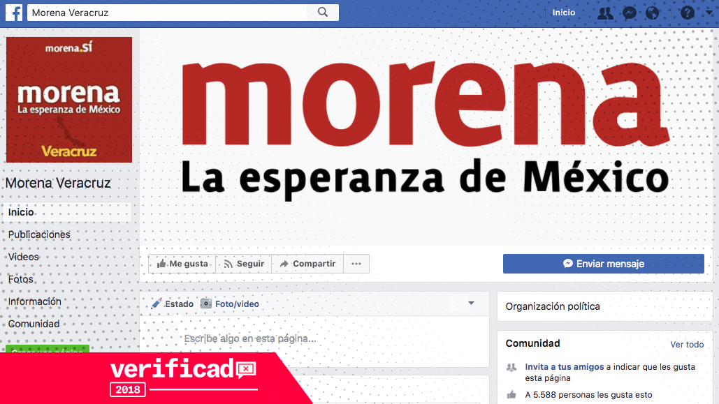 Falsa información y página de Morena Veracruz